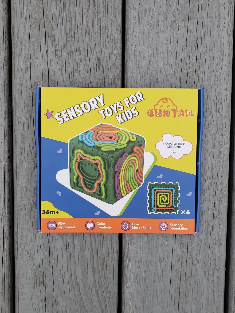 GUNTAIL Sensory Activity Cube Toy Set of 6, Multicolor, 36m+